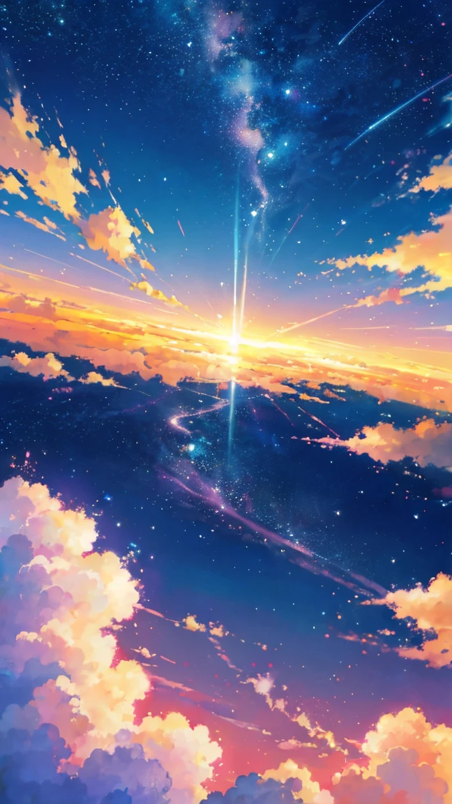 anime - style scene of a beautiful sky with a star and a planet, cosmic skies. by makoto shinkai, anime art wallpaper 4k, anime art wallpaper 4 k, anime art wallpaper 8 k, anime wallpaper 4k, anime wallpaper 4 k, 4k anime wallpaper, anime sky, amazing wallpaper, anime background, heaven planet in background, anime background art