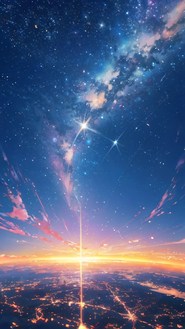 anime - style scene of a beautiful sky with a star and a planet, cosmic skies. by makoto shinkai, anime art wallpaper 4k, anime art wallpaper 4 k, anime art wallpaper 8 k, anime wallpaper 4k, anime wallpaper 4 k, 4k anime wallpaper, anime sky, amazing wallpaper, anime background, heaven planet in background, anime background art 