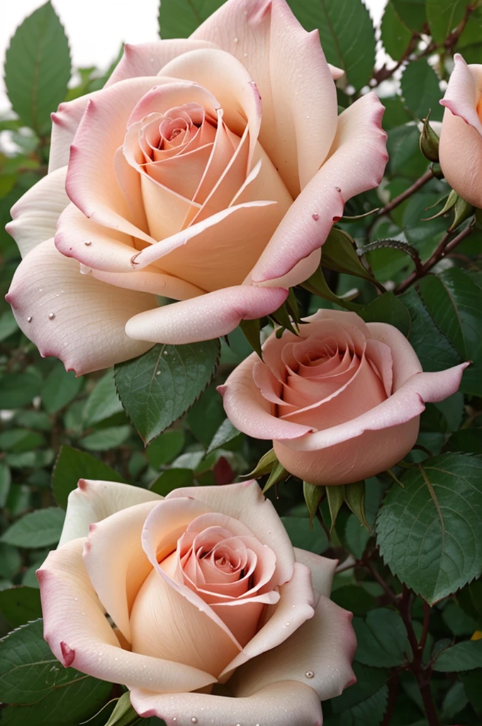 To my beloved girl, a slanting rose flower and drops of dew