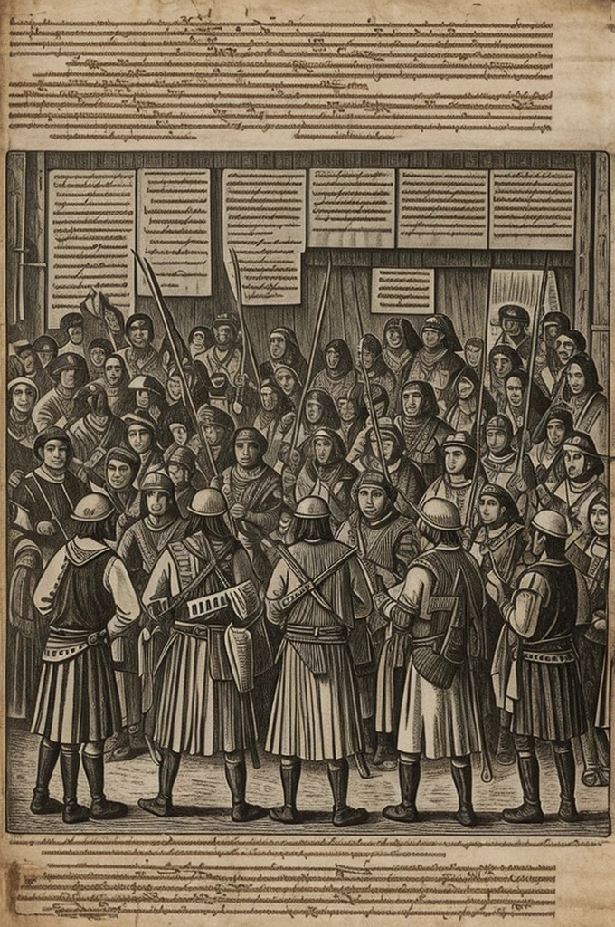 Image of a document or drawing showing indigenous resistance to education during the Spanish conquest