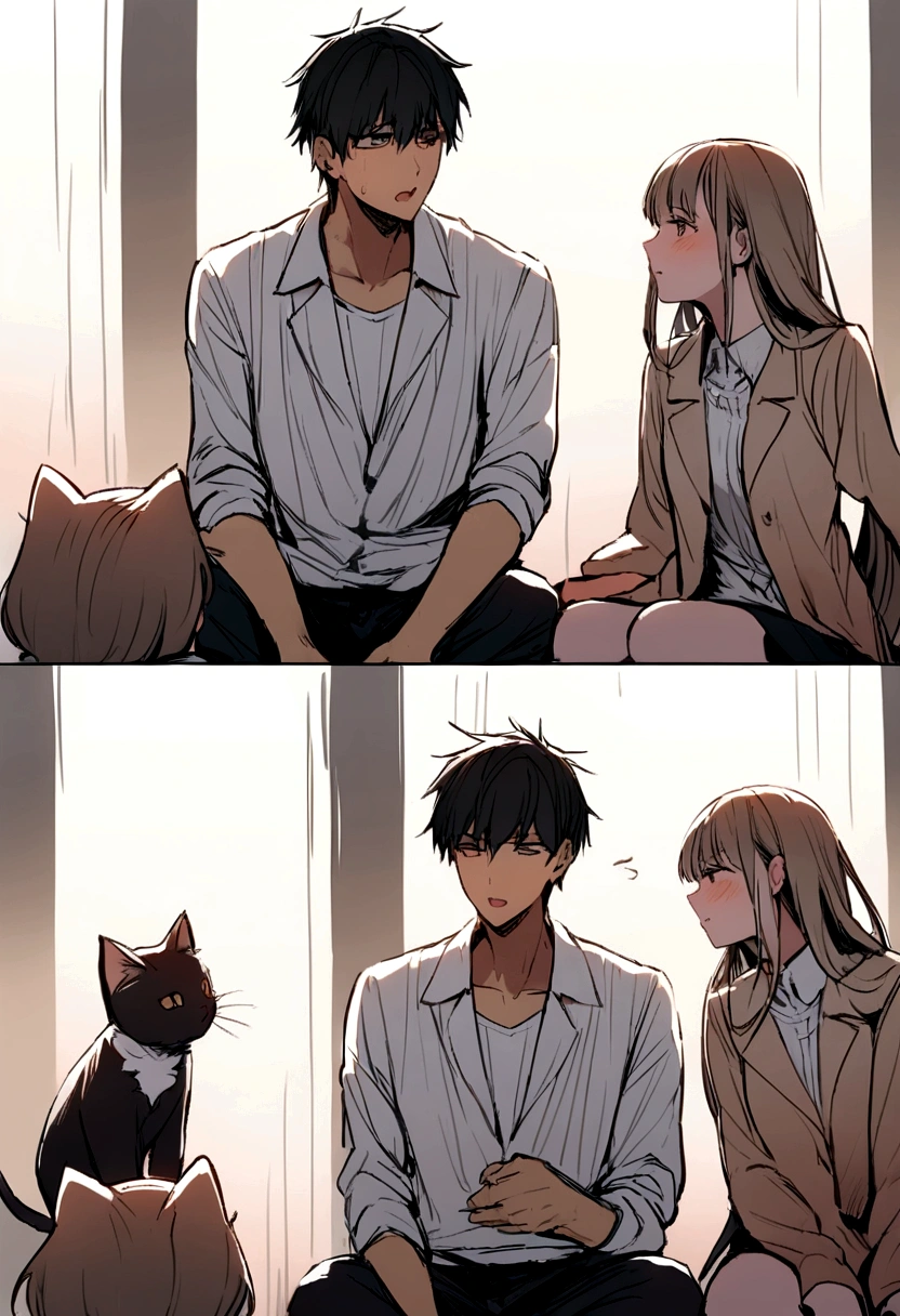 Kitten meeting her boyfriend