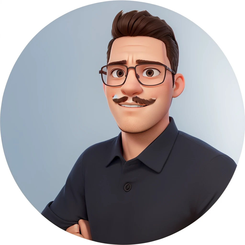 there is a young man with glasses standing with his arms crossed, professional profile picture, profile image, with nerdy glasses and goatee, thin mustache and goatee, profile picture, professional picture, avatar image