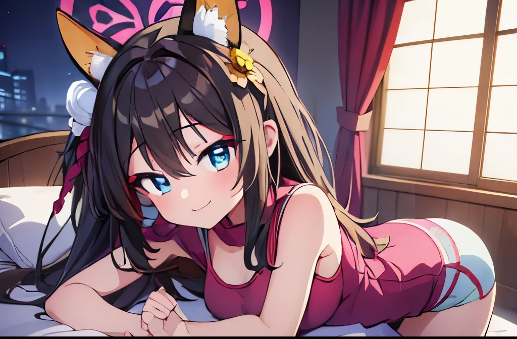 (masterpiece, best quality:1.2), BREAK ((1girl)),((aakitasan)) ((medium breasts, cleavage)), ((beautiful eyes)),((brown hair)),( hair between eyes) ,((short hair)),streaked hair, hair ornament, ,asymmetric hair, half updo hair, ((red eyes)), bokeh , (correct anatomy:1.6), ((horse tail)), ((animal ears)), ((blushing, smiling, open mouth)), BREAK ((in the room)) BREAK ((deepthroat)), ((pov)), ((penis,fellatio, big penis deep in mouth)),