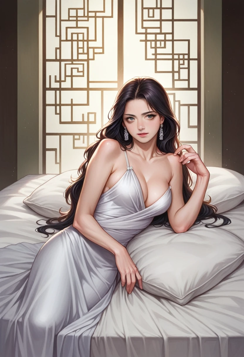 18 year old chinese girl, sensual erotic pose, lying on bed in hotel room, photorealistic, 8k, hyper detailed, cinematic lighting, realistic skin textures, elegant, beautiful, graceful, alluring, seductive, provocative, intimate, voyeuristic, dramatic, moody, romantic