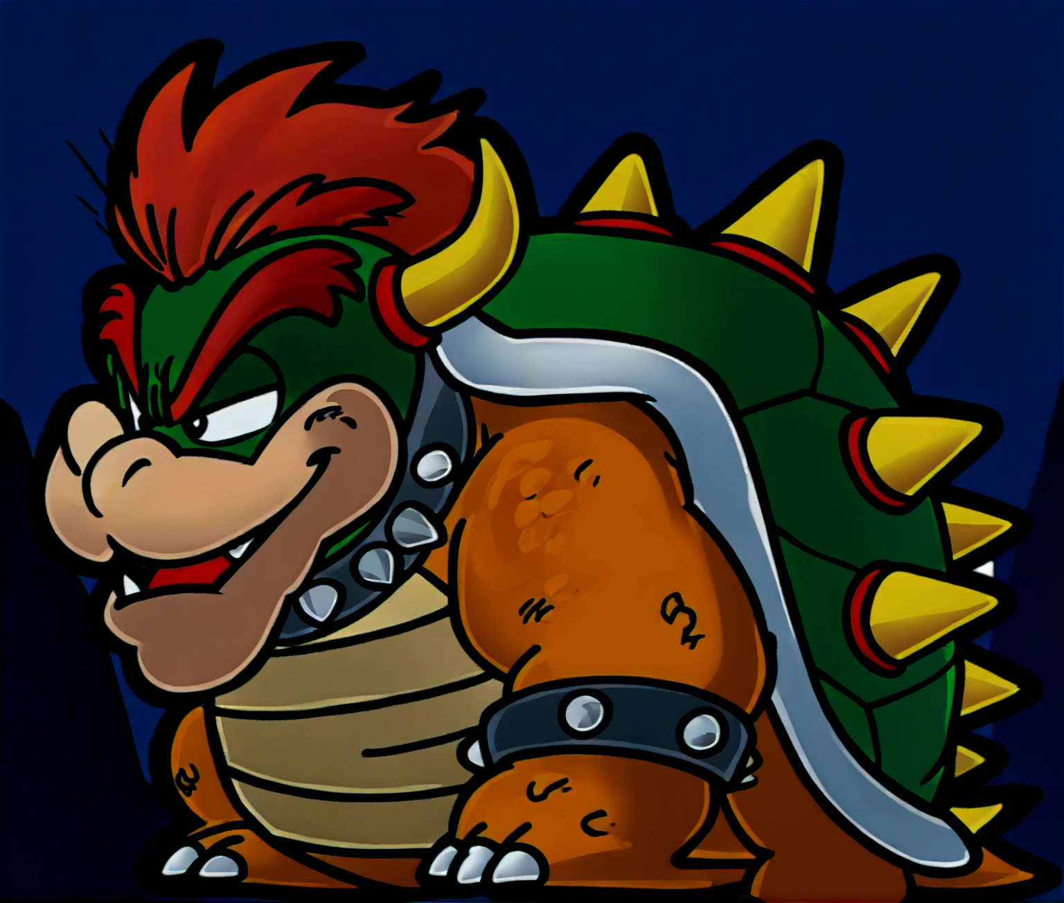 anime screencap,drgbls1, solo, Bowser, male,score_9, score_8_up, score_7_up, score_6_up.castle, upper body,smile,