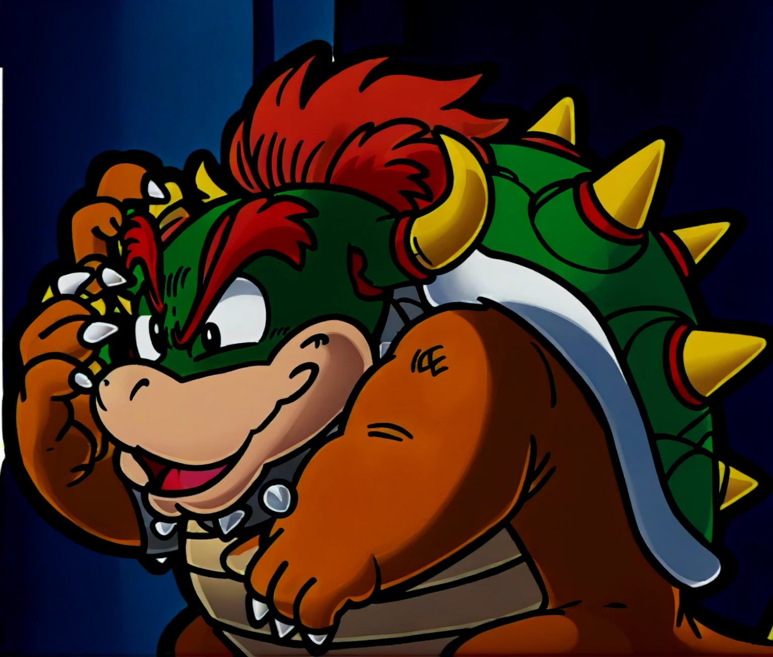 anime screencap,drgbls1, solo, Bowser, male,score_9, score_8_up, score_7_up, score_6_up.castle, upper body,smile,
