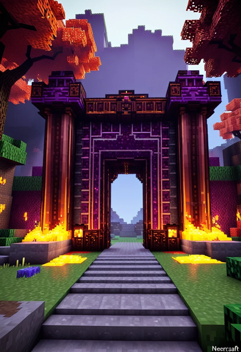 Minecraft Nether Gate。Diluting the Minecraft elements to make it more realistic。
