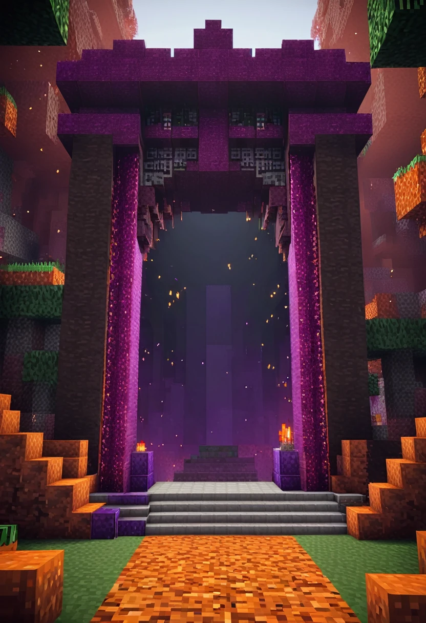 Minecraft Nether Gate。Diluting the Minecraft elements to make it more realistic。