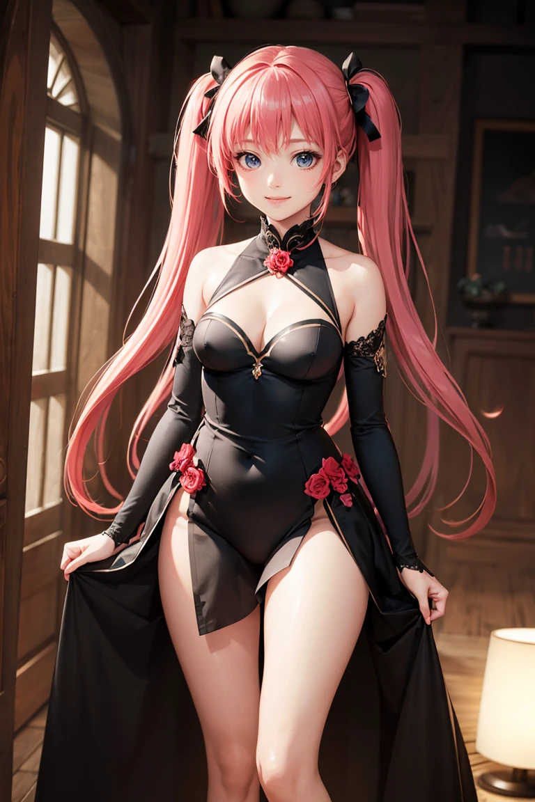 {{masterpiece, best quality, Anime style,Extremely detailed CG, Unity 8K wallpaper, light, }}, 1 girl, Very long hair,Twin Tails,colorful_hair,whole body, Smile,