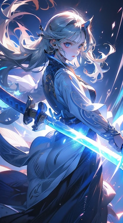 (Holding a big sword)、 (silver wolf girl)、