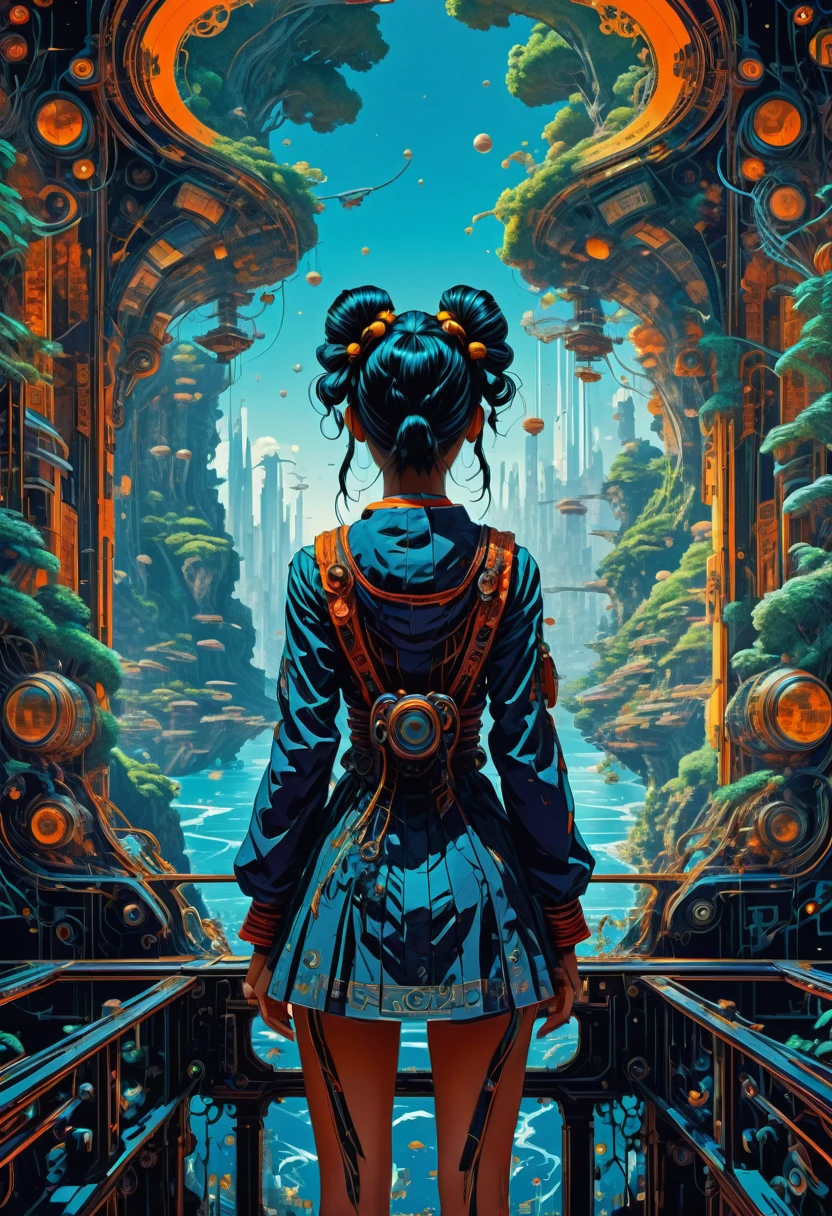 A girl, Twin Tails, full body, cinematic still, cinemascope, best quality, masterpiece, very aesthetic, perfect composition, intricate details, ultra-detailed