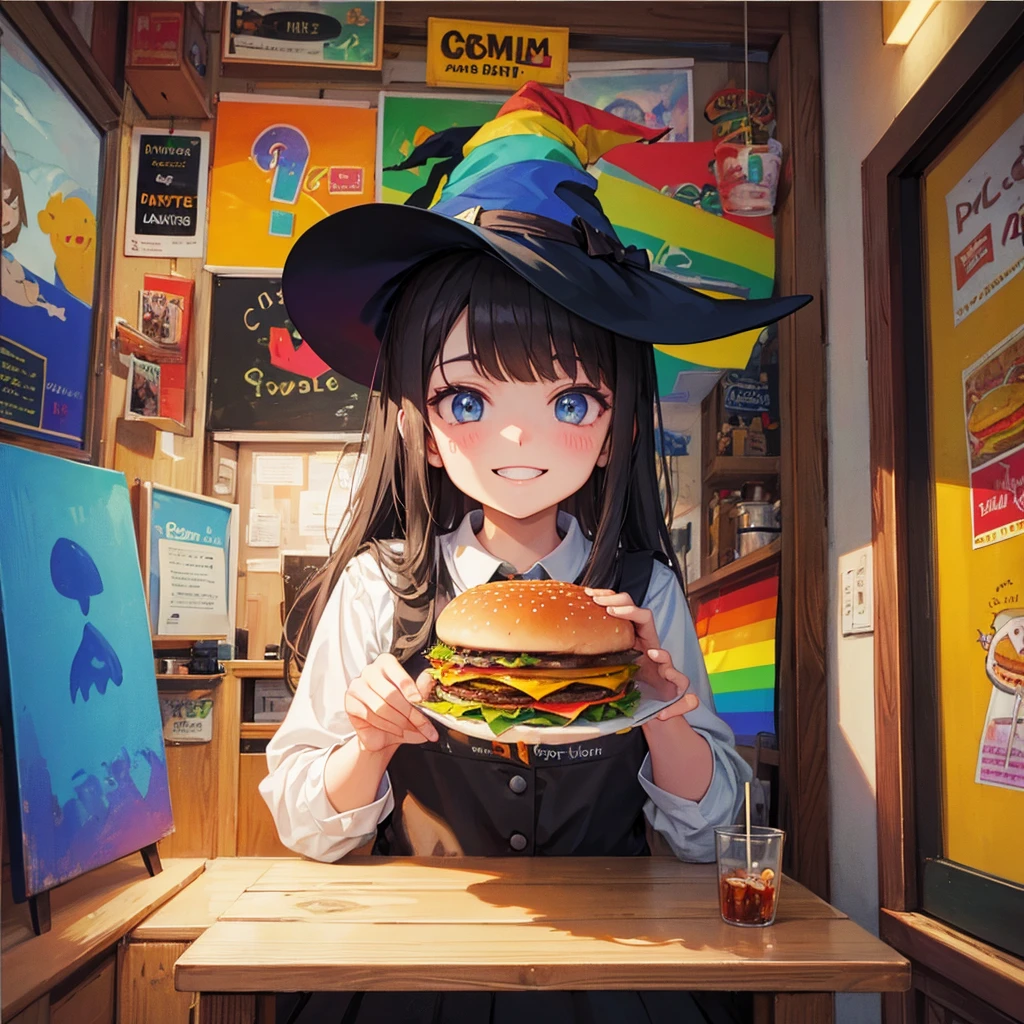 witch(Art room Painting on canvas(Burger Shop Rainbow colors)smile)Poster