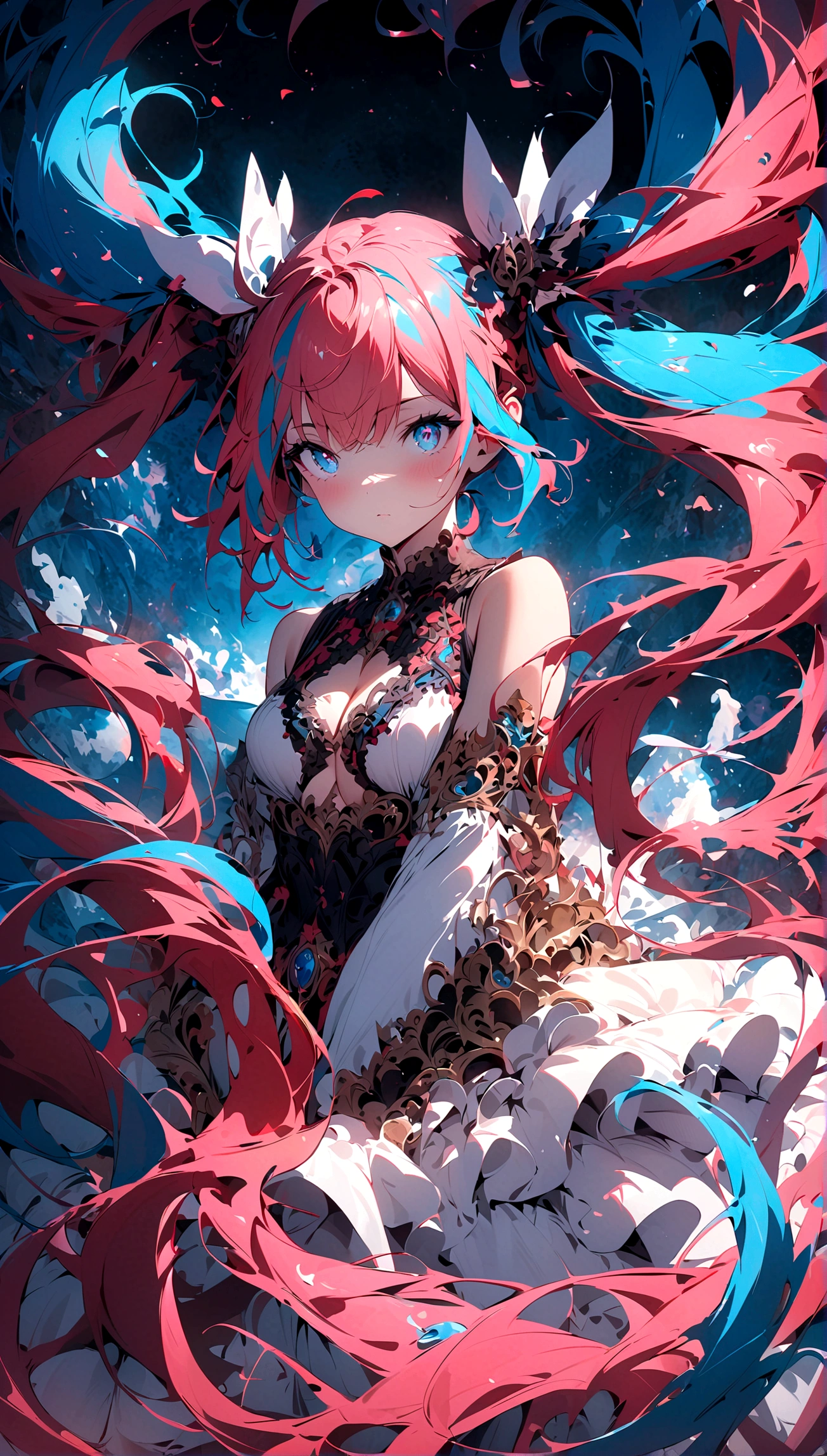 Character CG, HD CG, Advanced rendering, redheadwear, Bracelet, the ring, Wristbands, swimsuit, frils, lacing,Jumpdress, Bare shoulders, dynamic angle, swimmingpool, playing with the water,Cinematic lighting, partially underwater shot, High detail, Chiaroscuro, ultra high def, Textured skin, Super detail, Best quality, 巨作, ccurate, High details, Anatomically correct, High quality