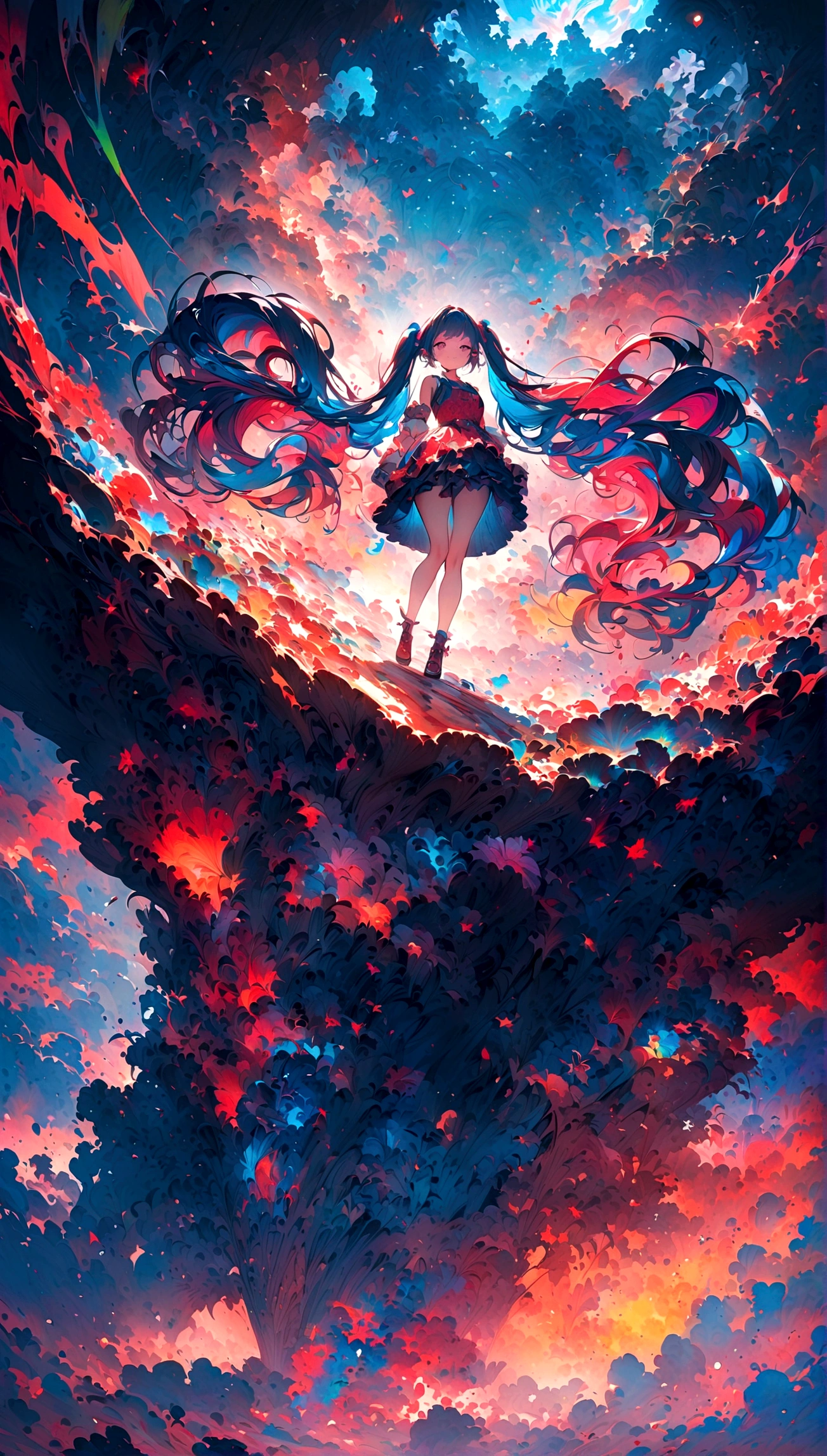 masterpiece, best quality,Anime style,1 Girl,Very long hair,Twin Tails,colorful_hair