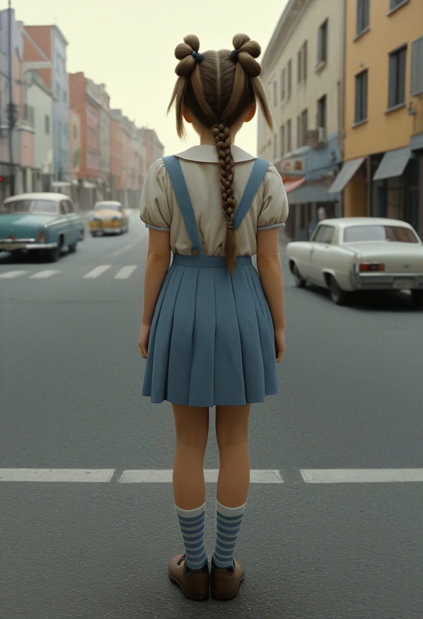 A girl, Twin Tails, full body, cinematic still, cinemascope, by Quint Buchholz, best quality, masterpiece, very aesthetic, perfect composition, intricate details, ultra-detailed