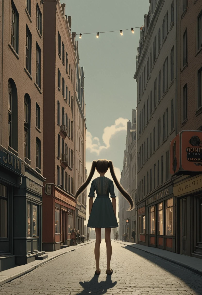 A girl, Twin Tails, full body, cinematic still, cinemascope, best quality, masterpiece, very aesthetic, perfect composition, intricate details, ultra-detailed