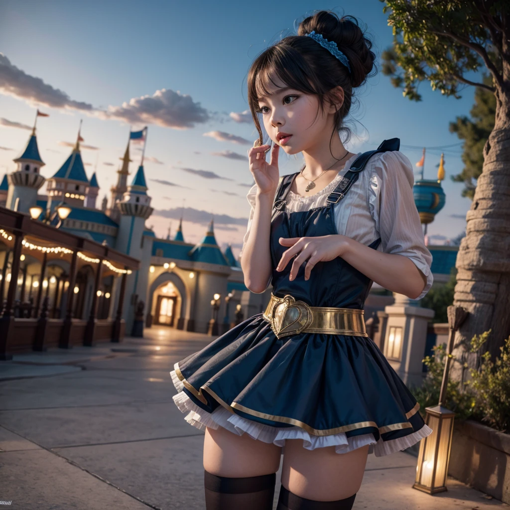 Step Piece, Best Quality,((Realistic, Photorealsitic)), Raw photo, the Extremely Detailed CG Unity 8K Wallpapers, extremely delicate and beautiful, finely detail, Very delicate eyes, Extremely detailed,1 Cute High Girl,(Looking at the camera),((Facing the front)),((Poop sitting)),((crouching down)),(Sit up),(small tits),Beautiful detailed eyes,(grin),(Black eye), (((School uniform,School Uniforms,summer clothing,Very short pleated skirt))),(((NSFW,small tits,:1.2,Nipple slip:1.2,pantiy,pantie shot:1.3))),(The right hand makes a peace sign next to the face),(Left hand is large、looking upwards),(((Open the legs wide in an M-shape))),(Pink papillae),rays of sunshine,Cute,light skinned,(((Bursting smile))),(((Opens mouth and laughs))),(Perfect female figure), Slimed,Slim waist,(Full body), short slightly wavy hair,Hair that flutters in the wind,Brown hair,small nipple,small areola,(White small panties),(Black Mickey Mouse Headband),Frolicking,(((The background is Cinderella's Castle))),((The background is an amusement park)),outside of house,Open area,The shoes are black loafers,White no-frills socks,