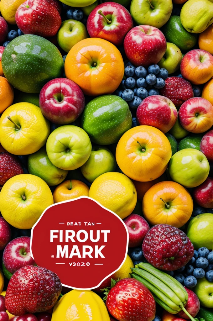 Logo for colorful food market with fruits 
