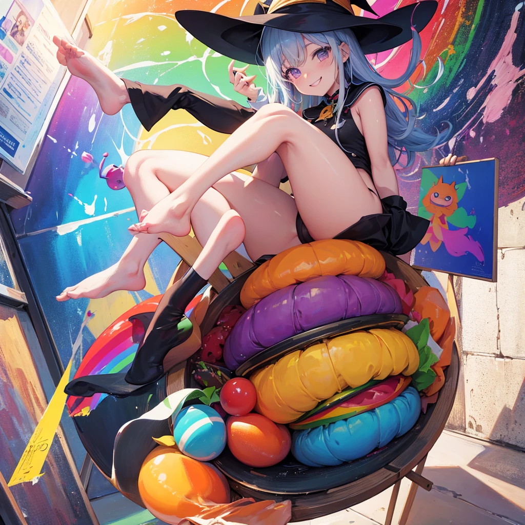 witch（Art room　Painting on canvas（hamburger　Slam　Rainbow colors）smile）Poster
