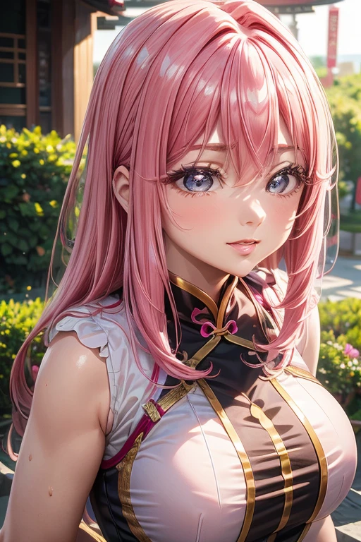 Masterpiece, The best quality at the best., 1 girl pink hair, elegant, china idol, Ancient China,