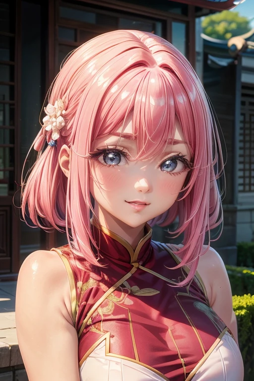 Masterpiece, The best quality at the best., 1 girl pink hair, elegant, china idol, Ancient China,