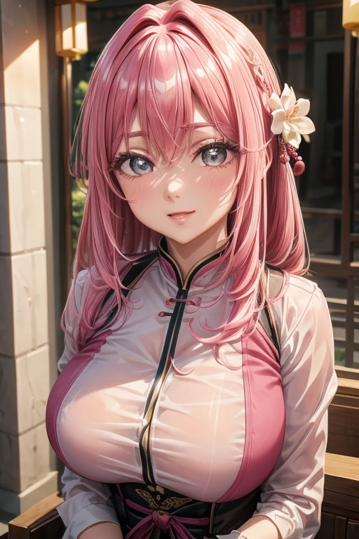 Masterpiece, The best quality at the best., 1 girl pink hair, elegant, china idol, Ancient China,