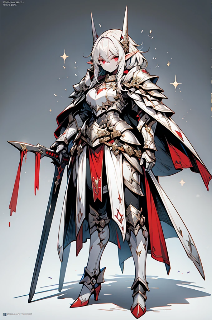 Female Elf Knight Full Body Art Silver Hair White Skin Red Iris Eye female-elf-knight-full-body-art-silver-hair-white-skin-red-iris-eye