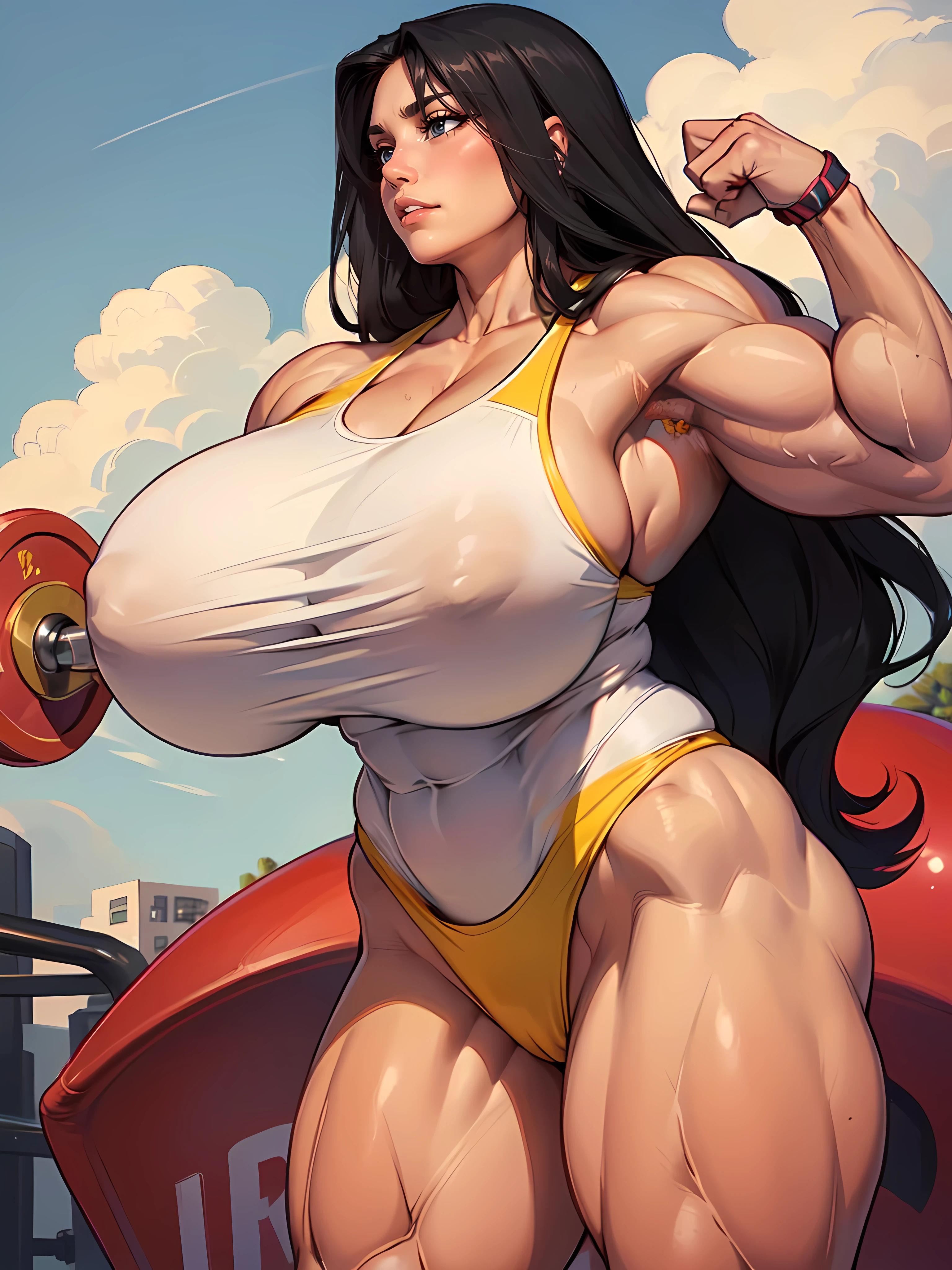 (Massive Female Bodybuilder:2) (Huge breasts:2) thick sunny sky clouds black hair yellow eyes sundress black hair yellow eyes pale skin solo joyful long straight hair long straight hair long straight hair long straight hair long straight hair long straight hair long straight hair long straight hair long straight hair