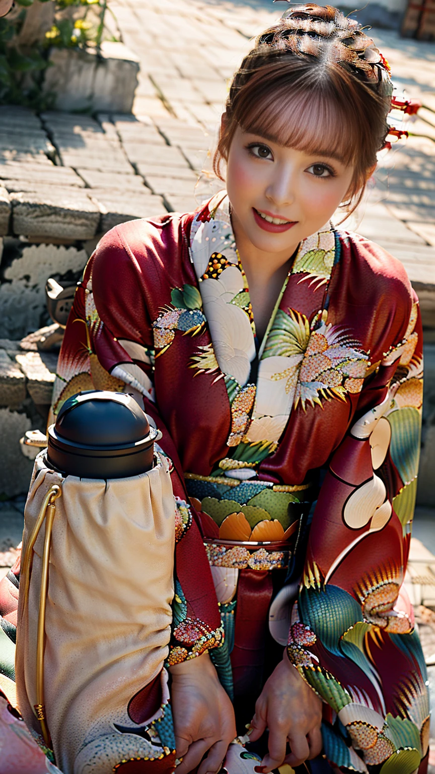 (((Regular dressing:1.5))),(Surreal), (High resolution), (8K), (Very detailed), (Best illustrations), (Beautifully detailed and sparkling eyes), (Highest quality), (Very detailedな), (masterpiece), (wallpaper), (Detailed face), (Beautiful smile)、(Beautiful expression)、One female、Looking into the camera、((Glamorous Body))、(((National treasure-class kimono,Thick kimono:1.5)))