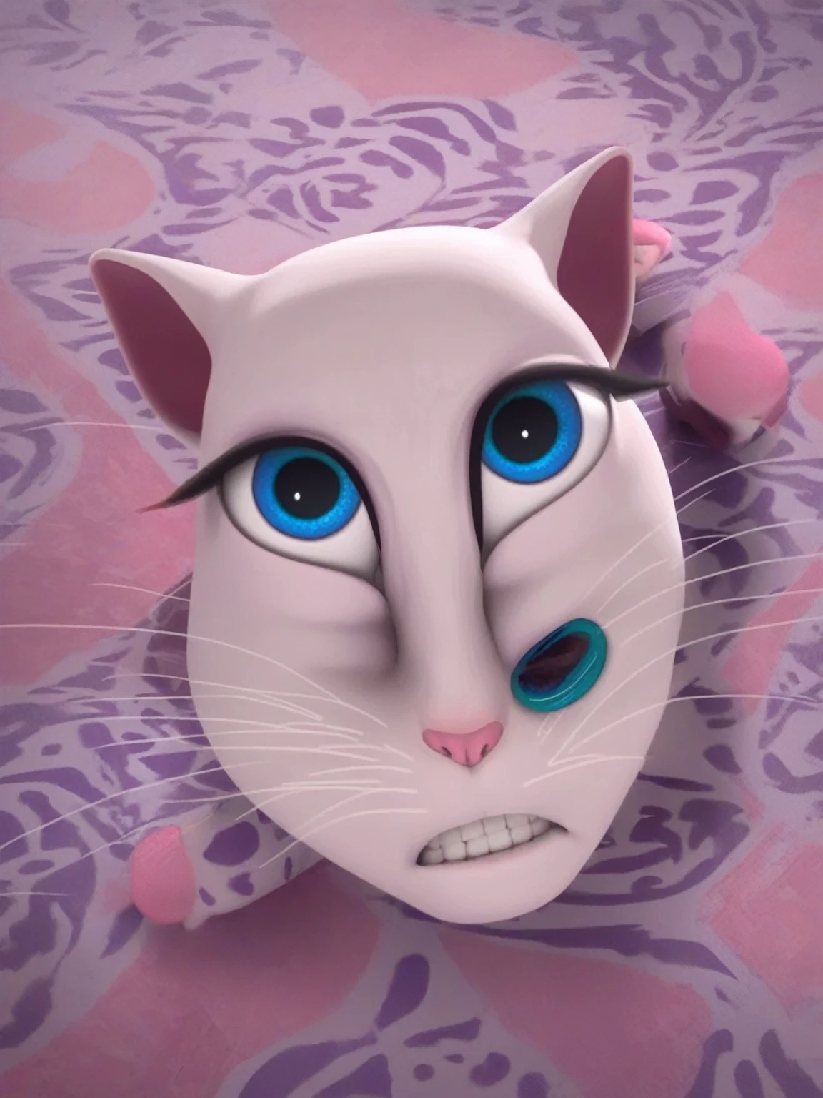 ,solo focus, a_la, 1girl, cat, white fur, long whiskers on both sides of the face, big bright blue eyes, big black eyelashes, small pink nose, triangular ears with pink channels, underwear, penis rape, gaze place, ass_focus, new anal for beginners, legs on the side, touching the anus, inviting for sex, lying flat on the floor, looking at the viewer, opening the anus, penis enters the ass, Score_9, Score_8_up sex