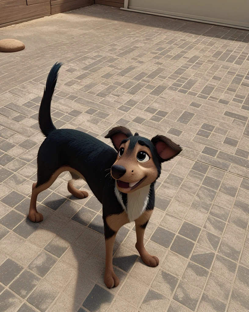 Create a Disney Pixar-style character, cachooro, fluffly, grass on the ground