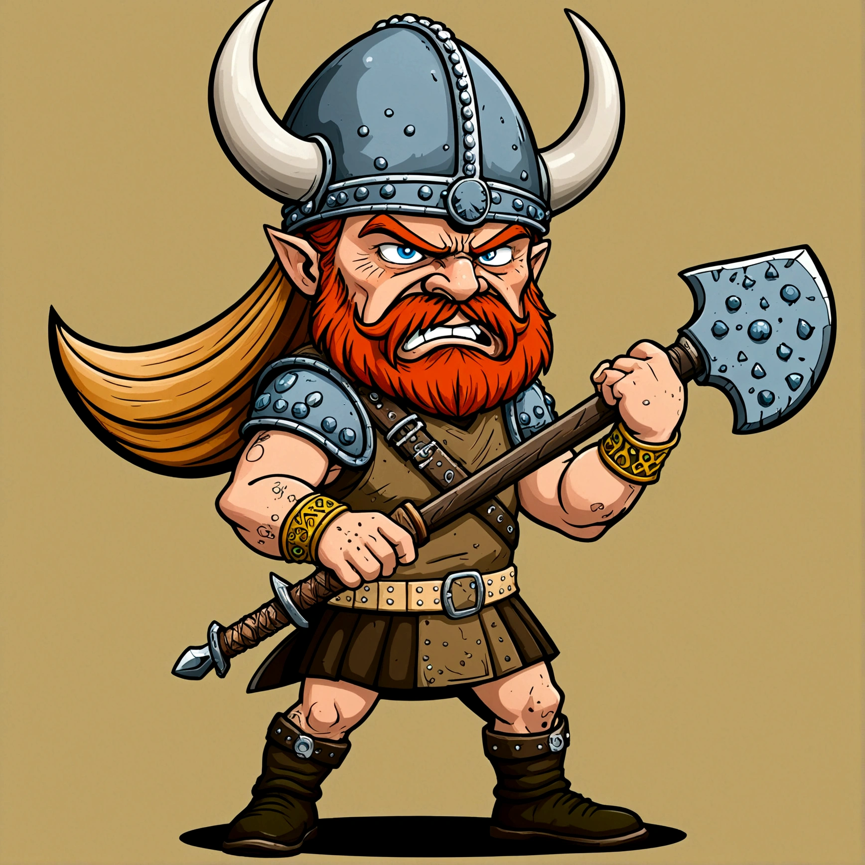 The most vicious Viking warrior king, by rubio, bright blue eyes, Highly detailed Viking battle armor, holding a battle ax, tattoos and piercings, blood splattered, Post apocalyptic winter world, perfect masterpiece, high quality, high resolution, animated style, as if it were an emote or sticker, create 10 different poses (example: happy, sad, angry, serious, talking, with thumb up, with hands up, etc)