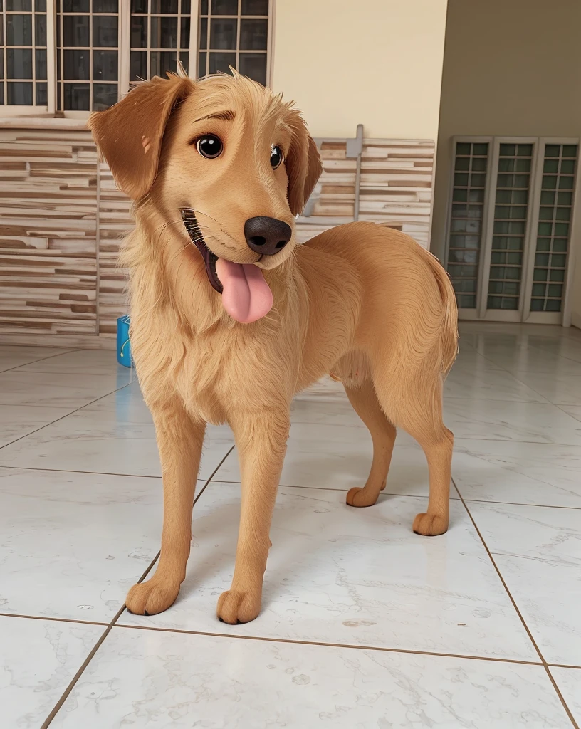 Create a Disney Pixar-style character, Puppy, fluffly, cutie, blonde hair