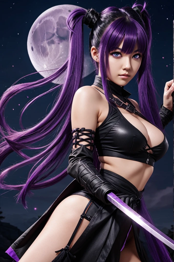 I'm a demon girl with purple hair and purple eyes and very imposing horns. I'm on my back showing my butt, my bikini is so small and doesn't cover my butt. I'm wearing a very small bikini that can't cover my large breasts. And my long demon girl tail attracts a lot of attention.