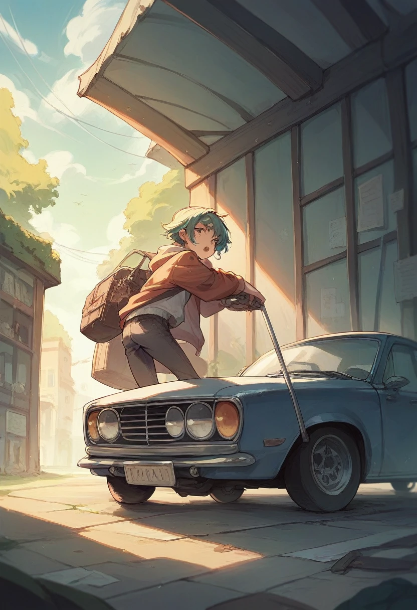 A girl in a motor