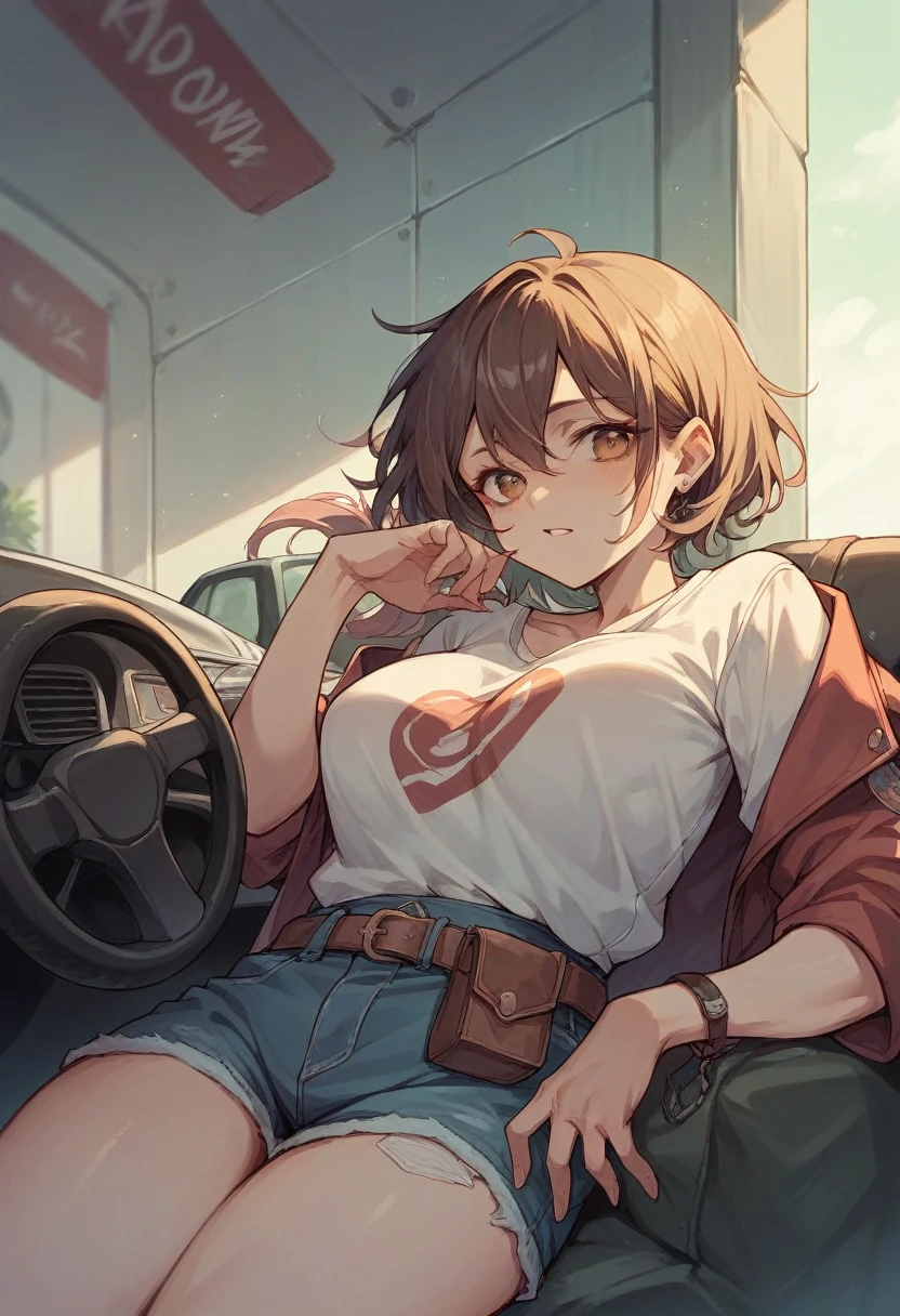 A girl in a motor