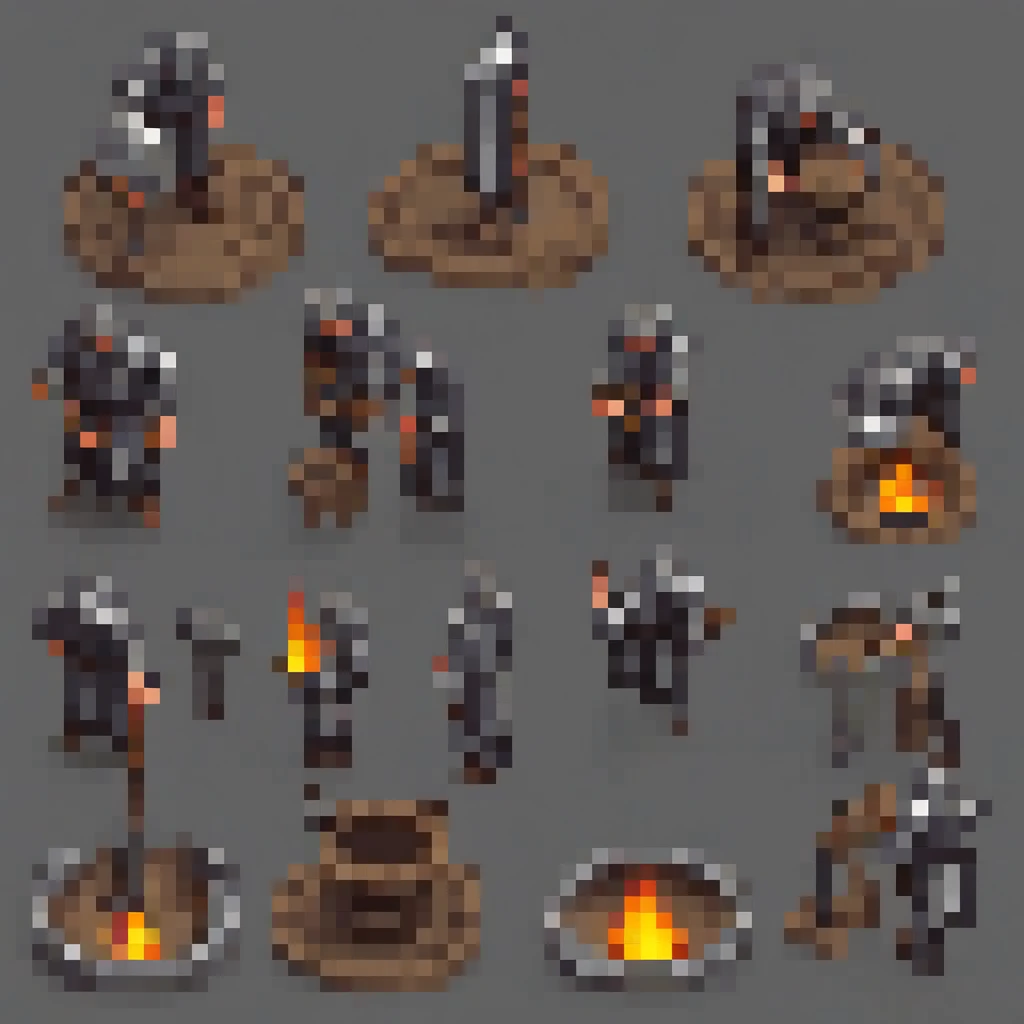 isometric fantasy black smith, k, intricate