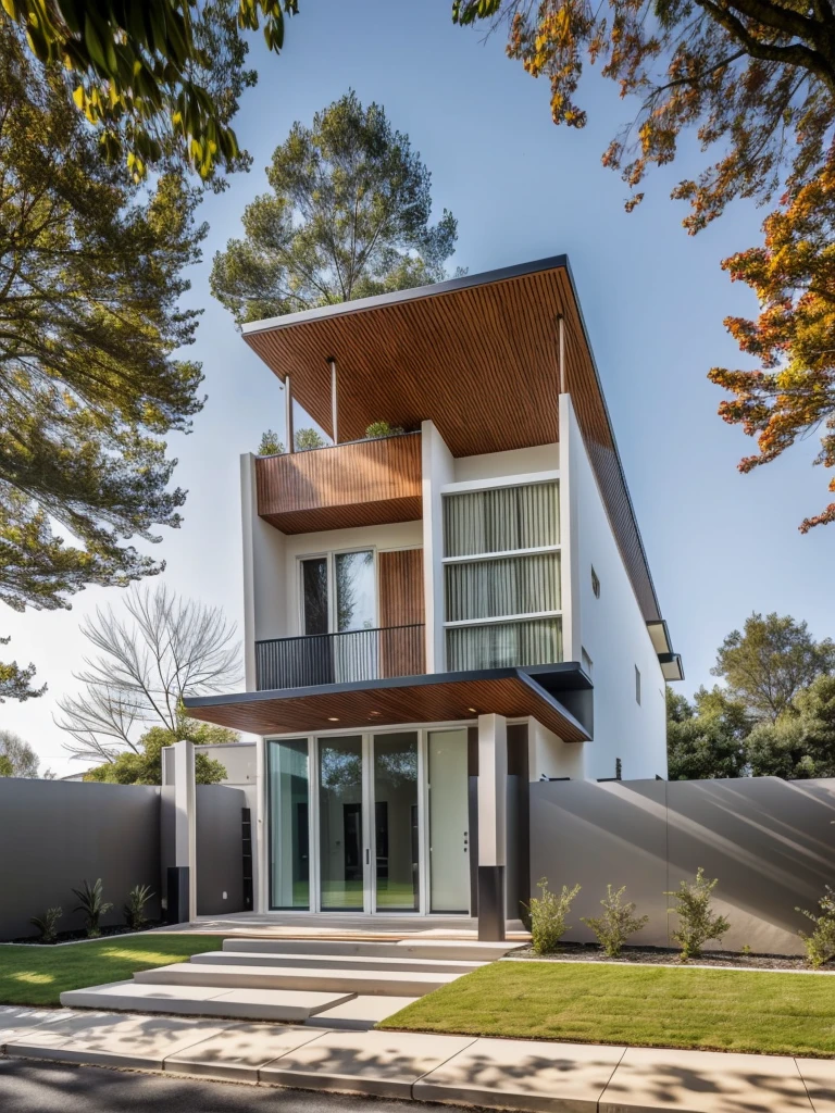 1 MODERN house, cafe area:1.4, main material by white wall and wood, large yard, 1 road passes in front of the house,  (Photo brute, real, best quality, head of&#39;artwork:1.2), avoir l&#39;modern and minimalist look, 1 route devant la maison, lumière annulaire Shime, brightness of light&#39;interior:1.2, dynamic lighting:1.3, (hyper realistic, photo-realistic:1.2), High quality, (dark lighting:1.2), perfect lighting, archquotidiennement