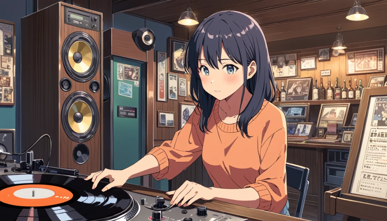 ((Anime: 1.4, Illustration)), (Masterpiece, Top Quality, Best Quality), (Ultra-Detailed, Absolutely Resolution), ((16k, HIGH RES)) (Retro, Record, Bar,) ), ( Anime: 1.4, Illustration)), (Masterpiece, Top Quality, Best Quality), (Ultra-Detailed, Absolutely Resolution). Ak {Lofi Art, Style of Laurie Greasley, Style of Makoto Shinkai, Anime Aesthetic}, BREAK {(Produces IMAGES WITH ITH INFORMATION THAN 40 Million Pixels with Cinematic-Like Detailed Textures S Hot on a Sony slur).}