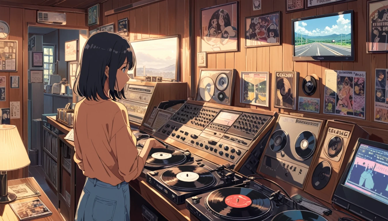 ((Anime: 1.4, Illustration)), (Masterpiece, Top Quality, Best Quality), (Ultra-Detailed, Absolutely Resolution), ((16k, HIGH RES)) (Retro, Record, Bar,) ), ( Anime: 1.4, Illustration)), (Masterpiece, Top Quality, Best Quality), (Ultra-Detailed, Absolutely Resolution). Ak {Lofi Art, Style of Laurie Greasley, Style of Makoto Shinkai, Anime Aesthetic}, BREAK {(Produces IMAGES WITH ITH INFORMATION THAN 40 Million Pixels with Cinematic-Like Detailed Textures S Hot on a Sony slur).}