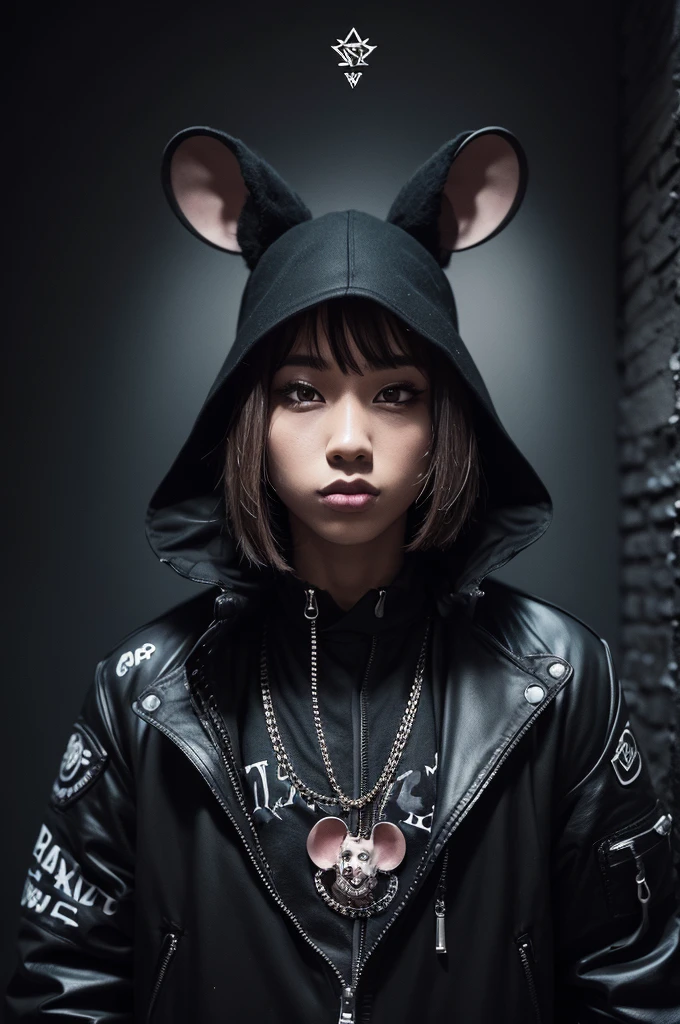 album cover of a trap singer mouse, very ambitious in dark style