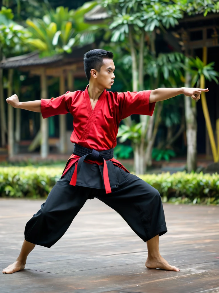 A young man learns Malay martial arts