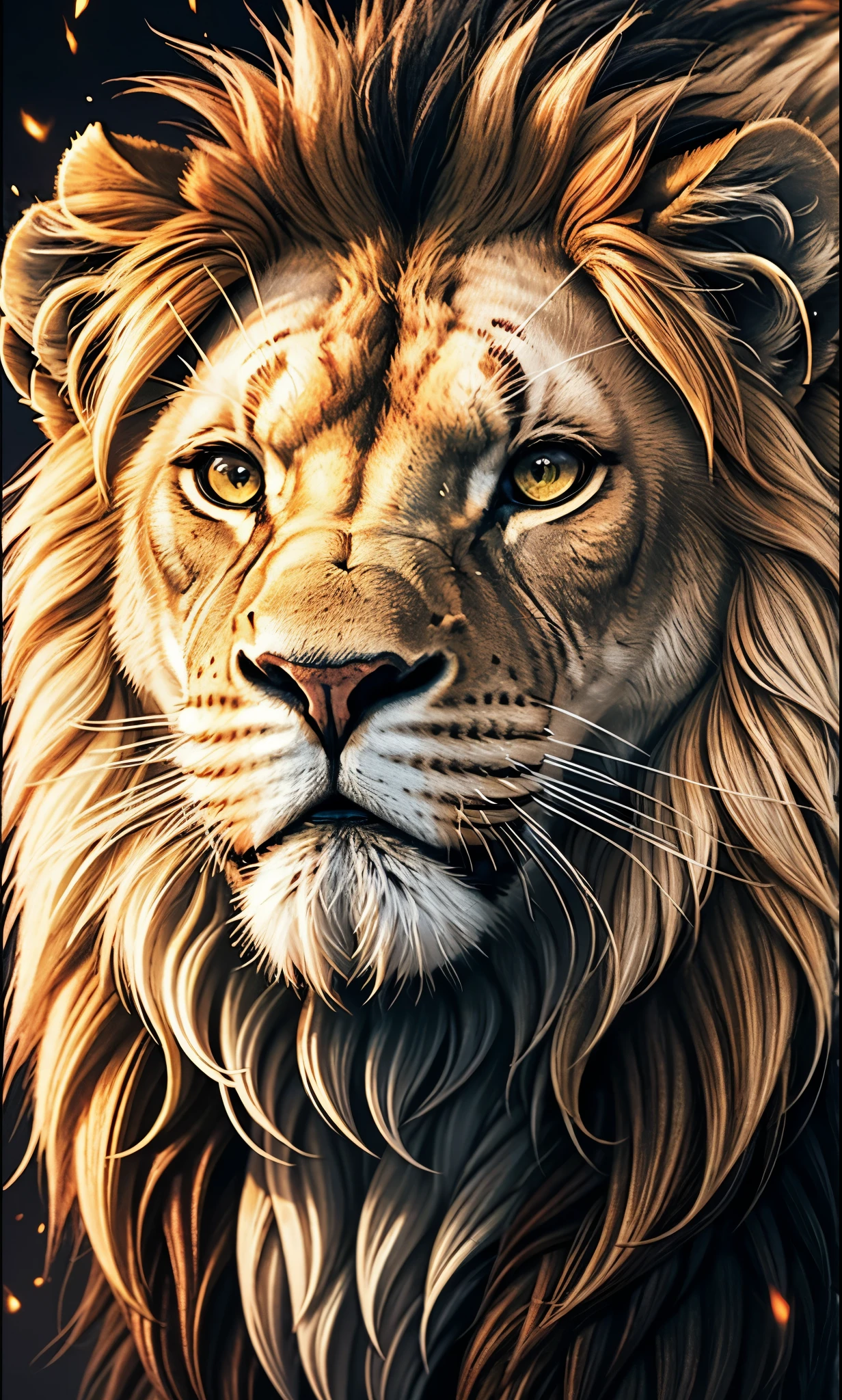 Lion, Divine Lion, naturals, naturals, ferocious, masculine, mighty, golden lion, Thunder Storm, fire rays, Photorealistic Lion, 4K PhotoRealism, Energy, Powerful Lion, Beautiful nature, Great Realistic Lion, FullHD 8K, Sky ligh, Sunset Night, Ligh Sky Sun, Balck Golden, black andwhite, black and gold, detailed realistic face, 8K Detailed Realistic White Lion, Ultrarealistic 8k |, Energia de thunder realista detalhada, Strong Creature realista detalhada, Strong Creature, Lion macho, Rendering, Fotorrealista 8K, UltraHD Alta definição 8K, Detailed Realistic 16K, Nitidez Fotorrealista 8K, 16K photorealistic textures, Contraste Fotorrealista 8K, Sombras Fotorrealistas 8K, Luzes Fotorrealistas 8K, Detailed realistic sunset, Detailed Realistic Lion Face, Detailed realistic light, detailed textures, thunder, detailed shadows, detailed colors, Celestial Electricity, Golden thunder, Lion realista, Ultra Realistic 16K, Realistic 16K, Realistic 16K sharpness, 16K photorealistic textures, 16K realistic colors, powerful creature, Majestic power, Power of Heaven, Great Divine, detailed contrast, realistic contrast, high resolution, detailed colors, fire, villany, divine creature, 8K, realistic detailed, 16K, 8K, High definition, detailed contrast, realistic contrast, high resolution, detailed colors, fire, villany, divine creature, realistic detailed, posh, chic