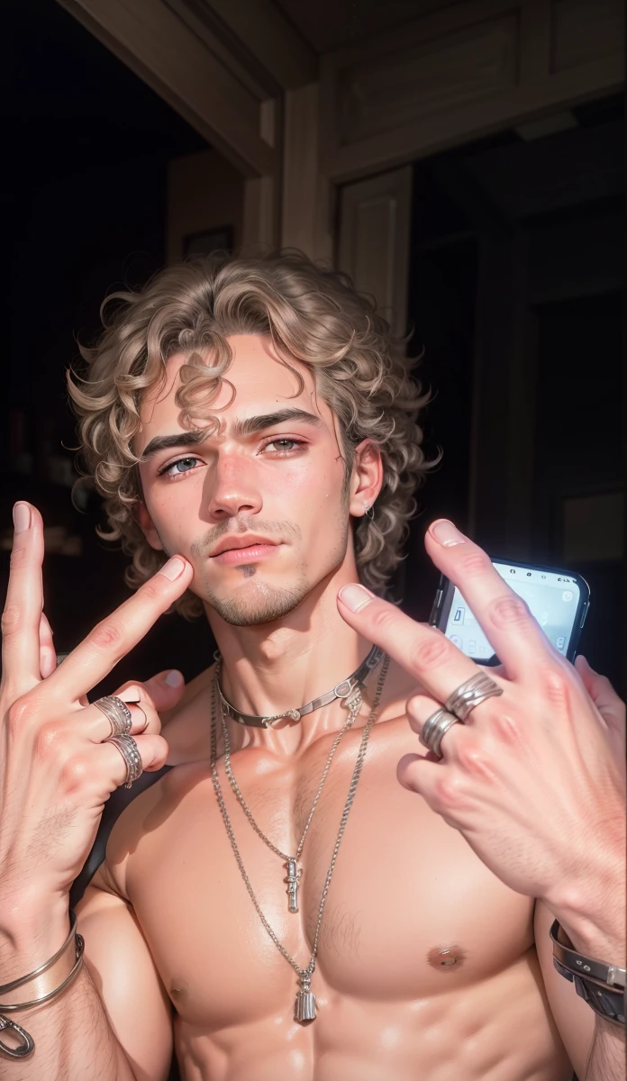 RAW photo, a (potrait:1.2) of a very handsome male, with curly hair (high detailed skin:1.2), 8k uhd, dslr, soft lighting, high quality, film grain, Fujifilm XT3