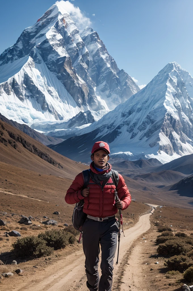 Young gentleman returning from Mount Everest