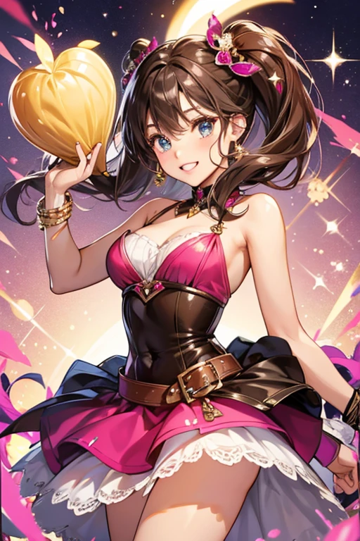 Her outfit is based on Hershey's chocolate. SPARKLE; GLITTER