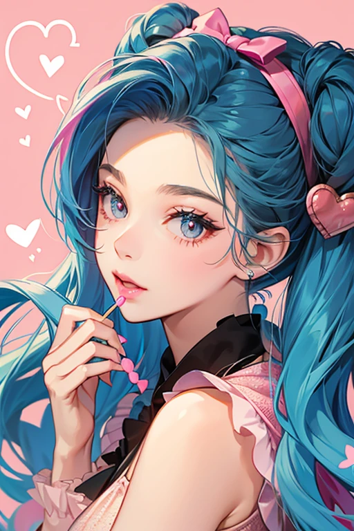 She has her hair in victory rolls and loves Sweethearts brand candy hearts. SPARKLE; GLITTER