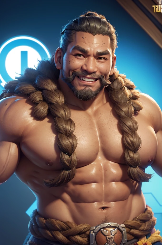 ((Mauga)) , ((overwatch 2)) ,((game)) ,((happy)) ,((big muscles))