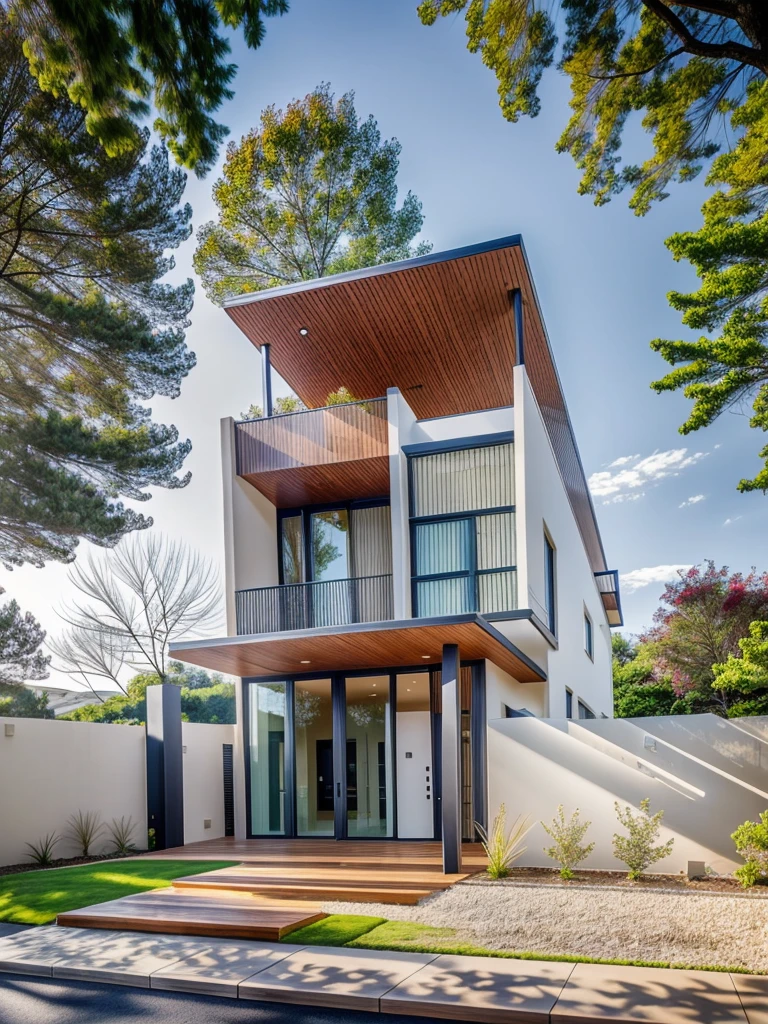 1 MODERN house, cafe area:1.4, main material by white wall and wood, large yard, 1 road passes in front of the house,  (Photo brute, real, best quality, head of&#39;artwork:1.2), avoir l&#39;modern and minimalist look, 1 route devant la maison, lumière annulaire Shime, brightness of light&#39;interior:1.2, dynamic lighting:1.3, (hyper realistic, photo-realistic:1.2), High quality, (dark lighting:1.2), perfect lighting, archquotidiennement