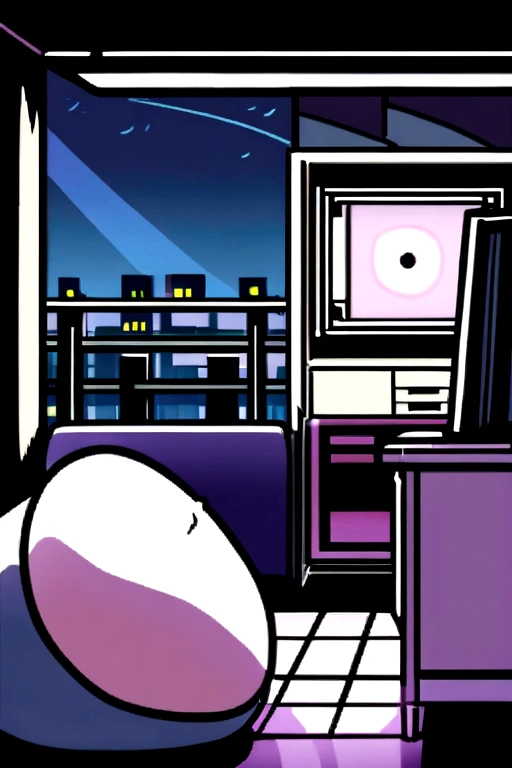 night、Girl listening to music in a cozy room, Use headphones, 2D Style Anime, Lo-Fi, hard disk, Dark Environment
